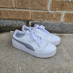 Puma Carina White Iridescent Silver Sneakers Womens 7.5
